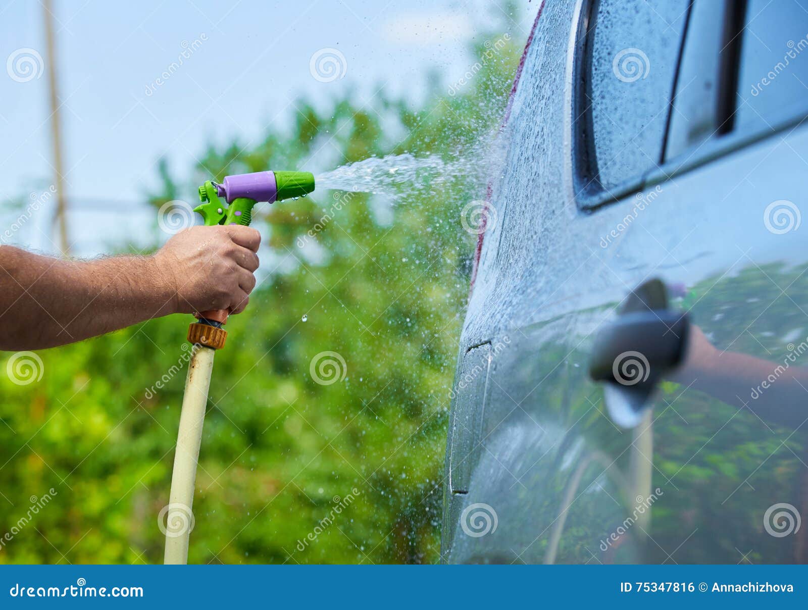 People Cleaning Car Using High Pressure Water Stock Photo Image of