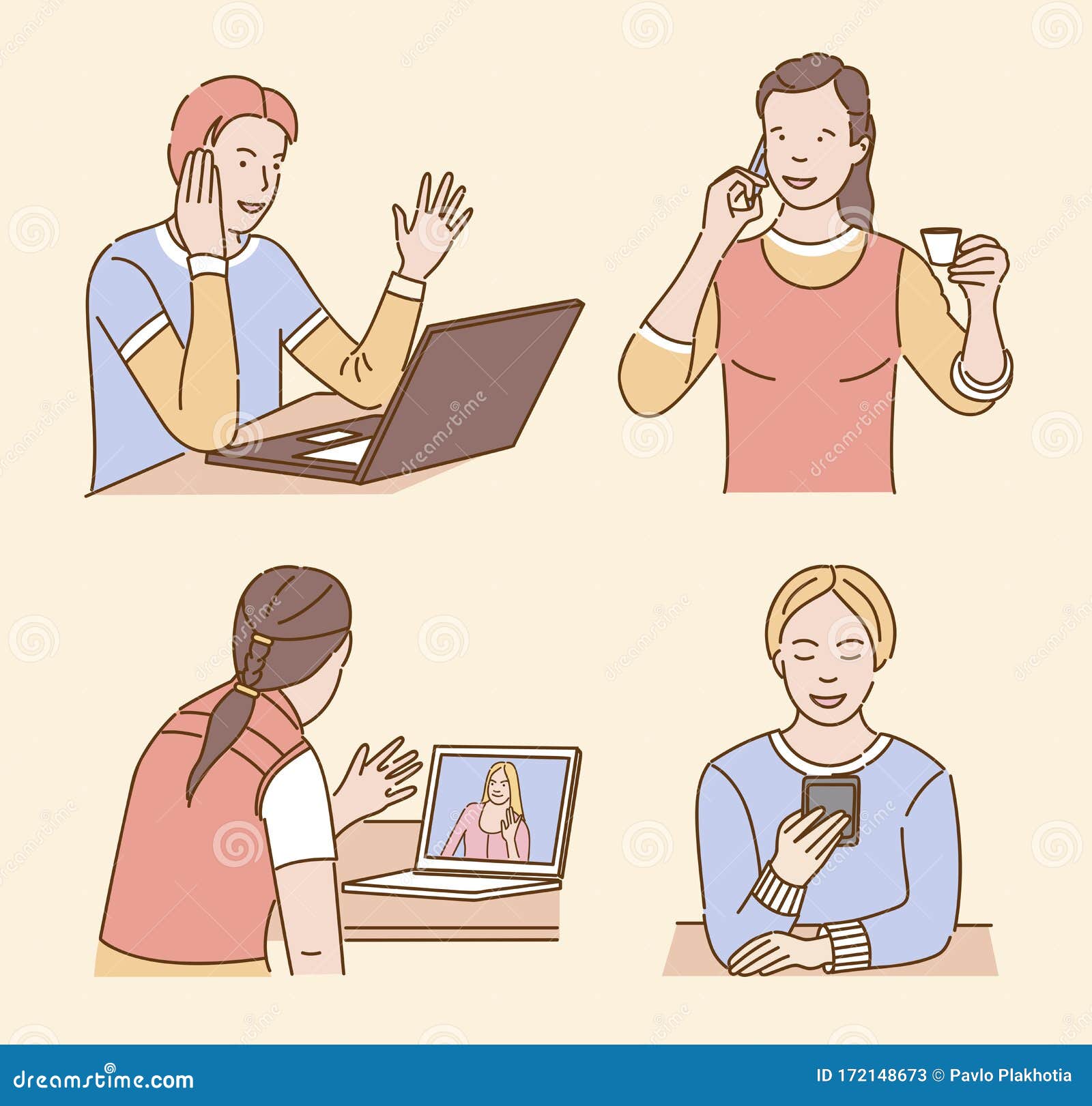 People communicating set stock vector. Illustration of discussion ...