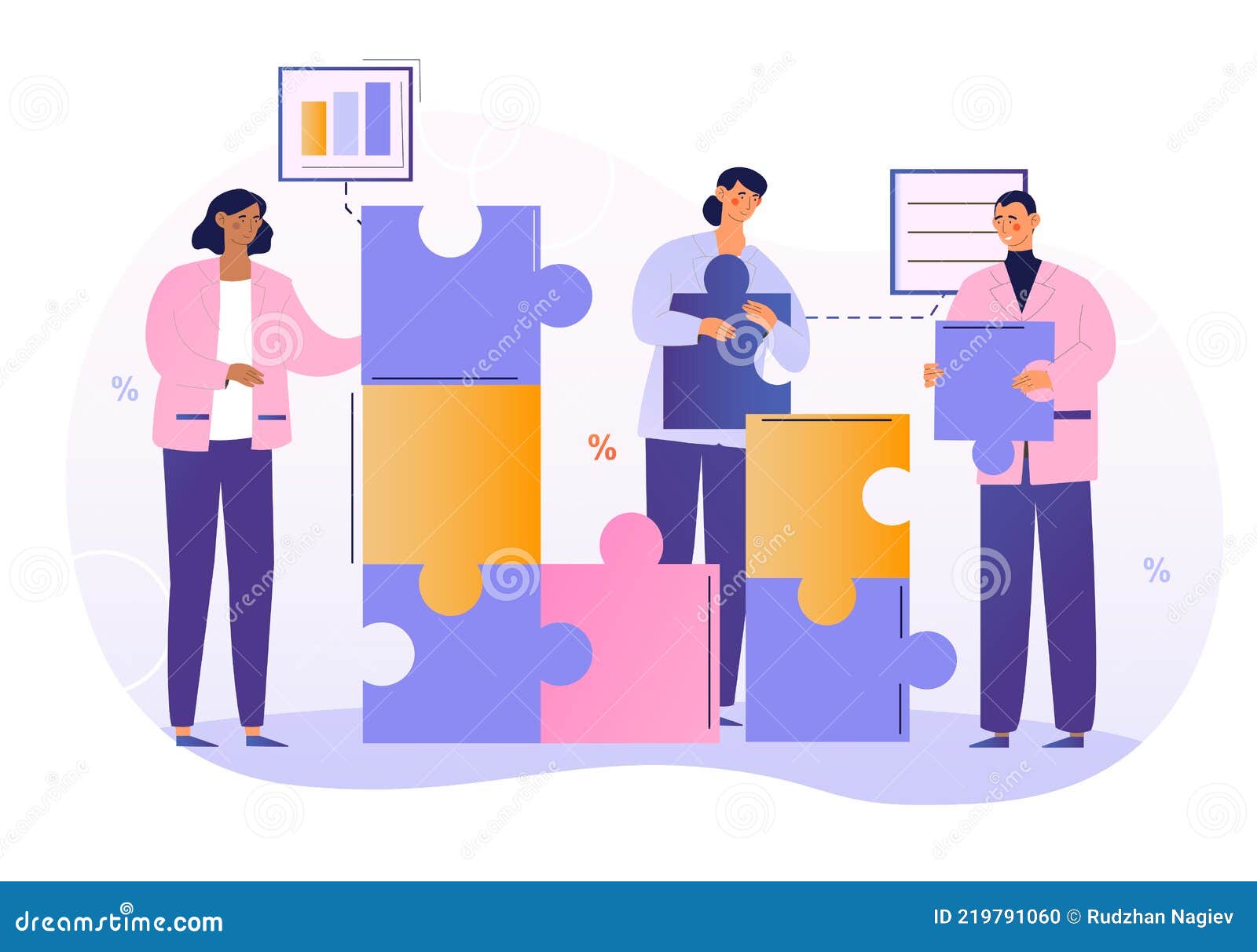 People Connecting Puzzle Elements Stock Vector - Illustration of ...