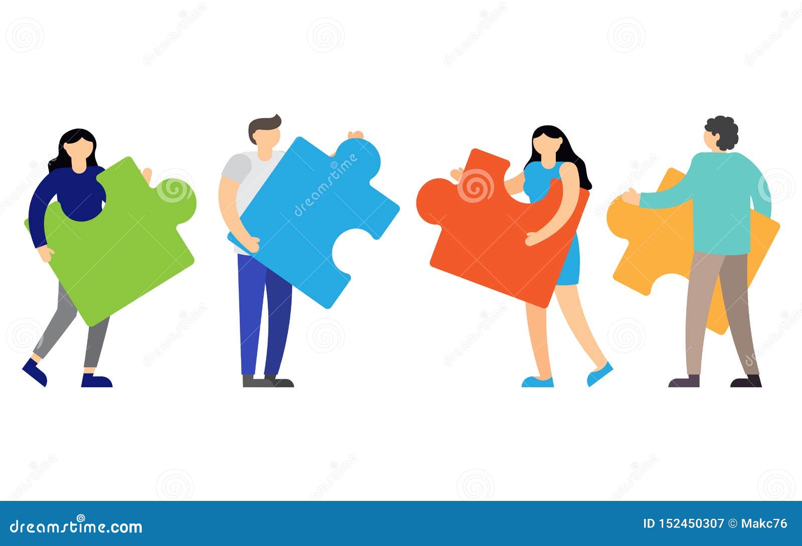 People Connecting Puzzle Elements. Vector Illustration Stock Vector ...