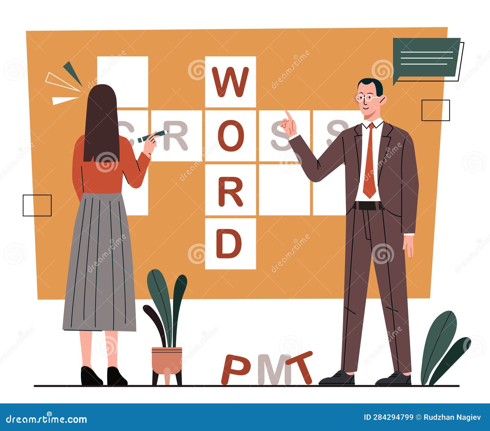 People with Crossword Vector Concept Stock Vector Illustration of