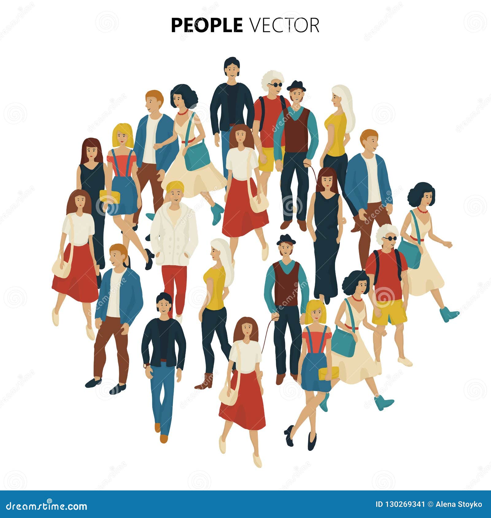 People Crowd. Cartoon Style Illustration of Young Men and Woman Stock  Vector - Illustration of large, community: 130269341