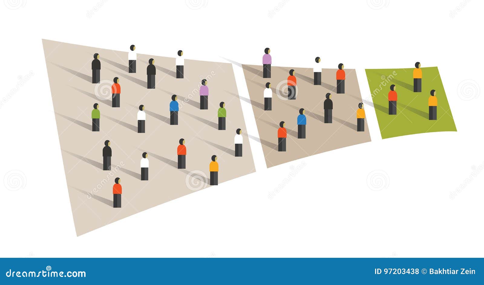 people crowd funnel flow conversion group graphic sampling