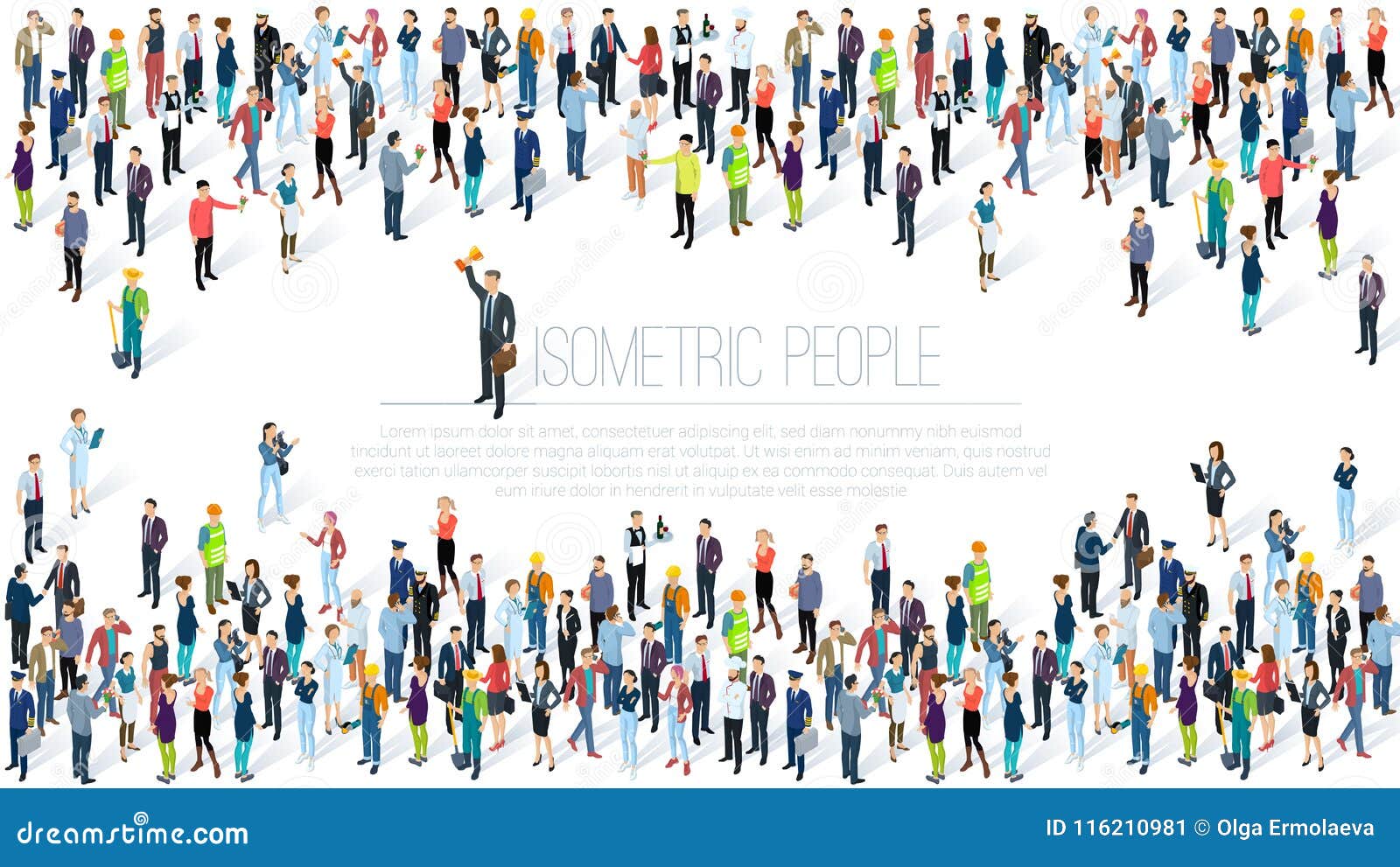 isometric people crowd.