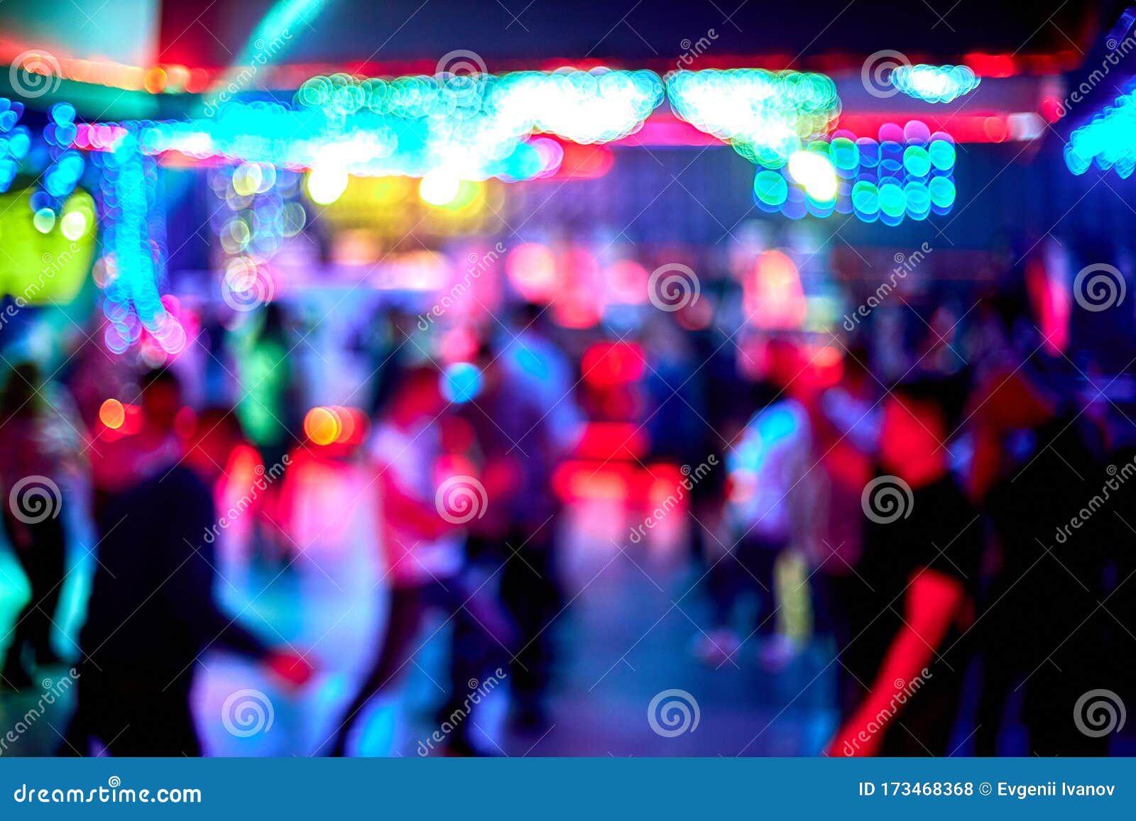 Stock Photo Blurred For Background Night Club People During Concert In Night Club Party Man And Woman Have