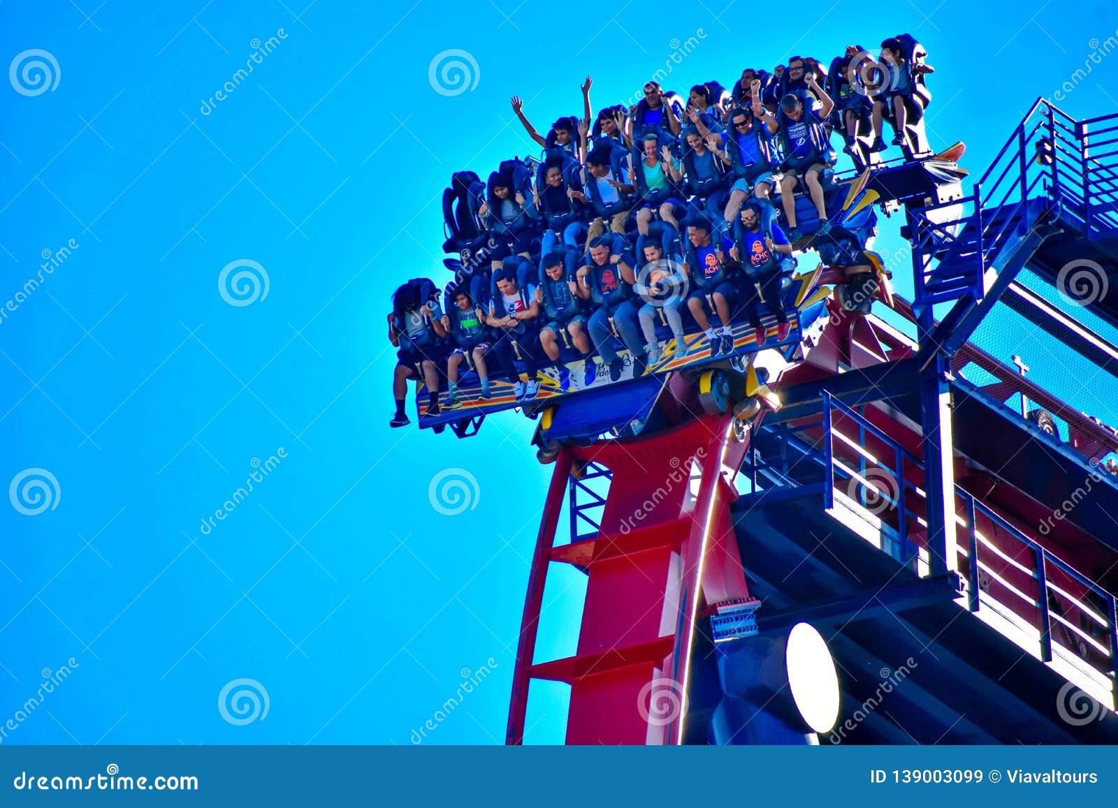 People Descending At Amazing Sheikra Rollercoaster In Bush Gardens