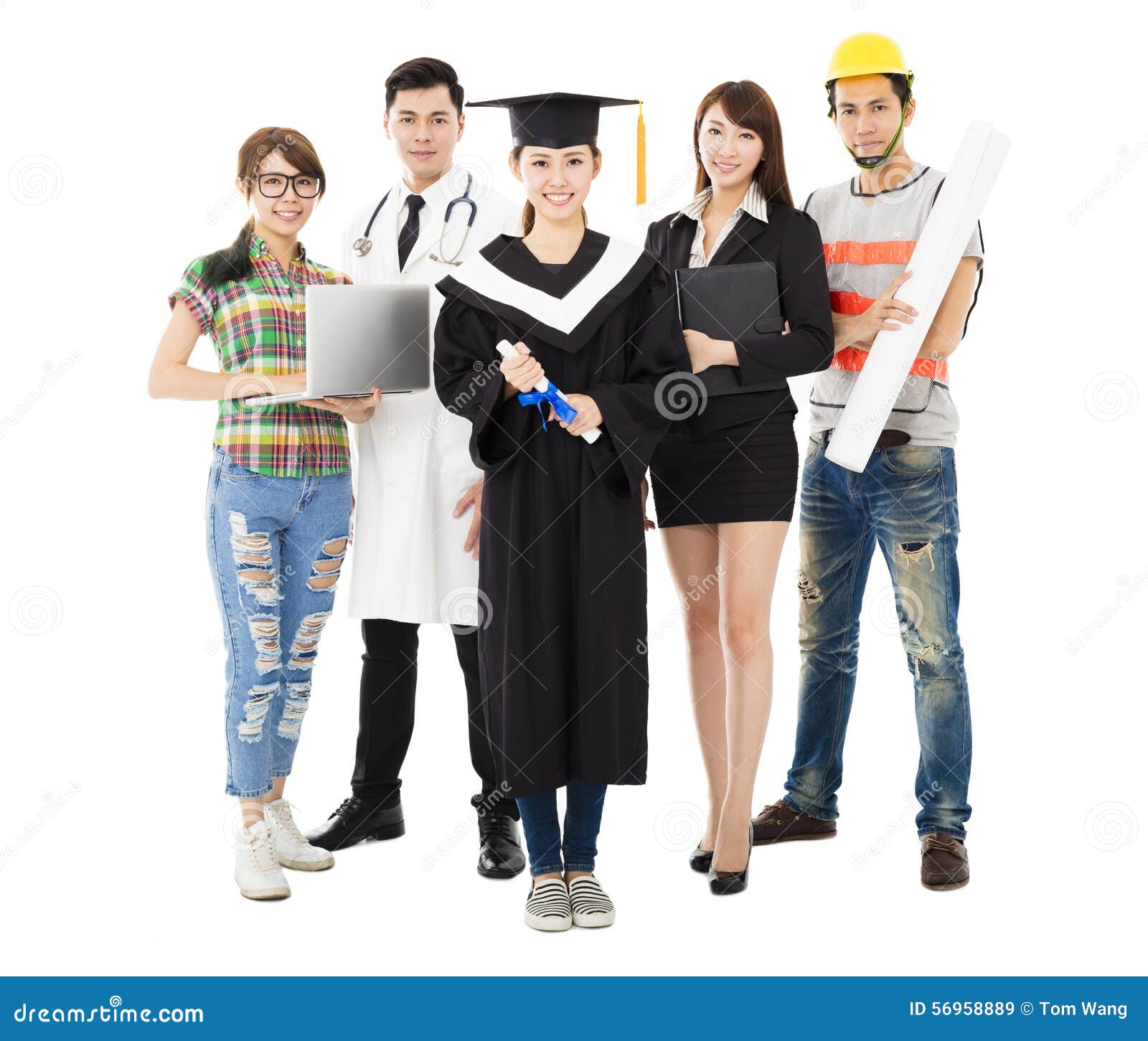 people in different occupations with graduation