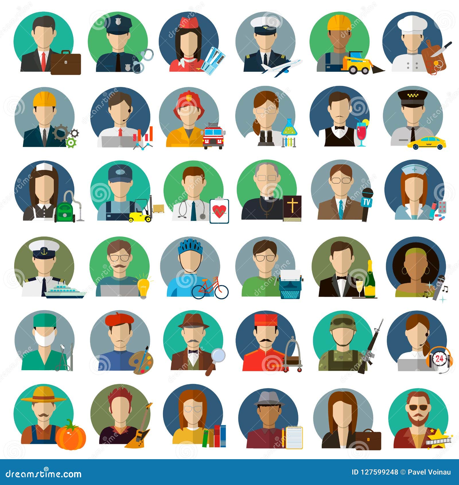 50 Free Professions Avatars in Flat Style - Designbeep