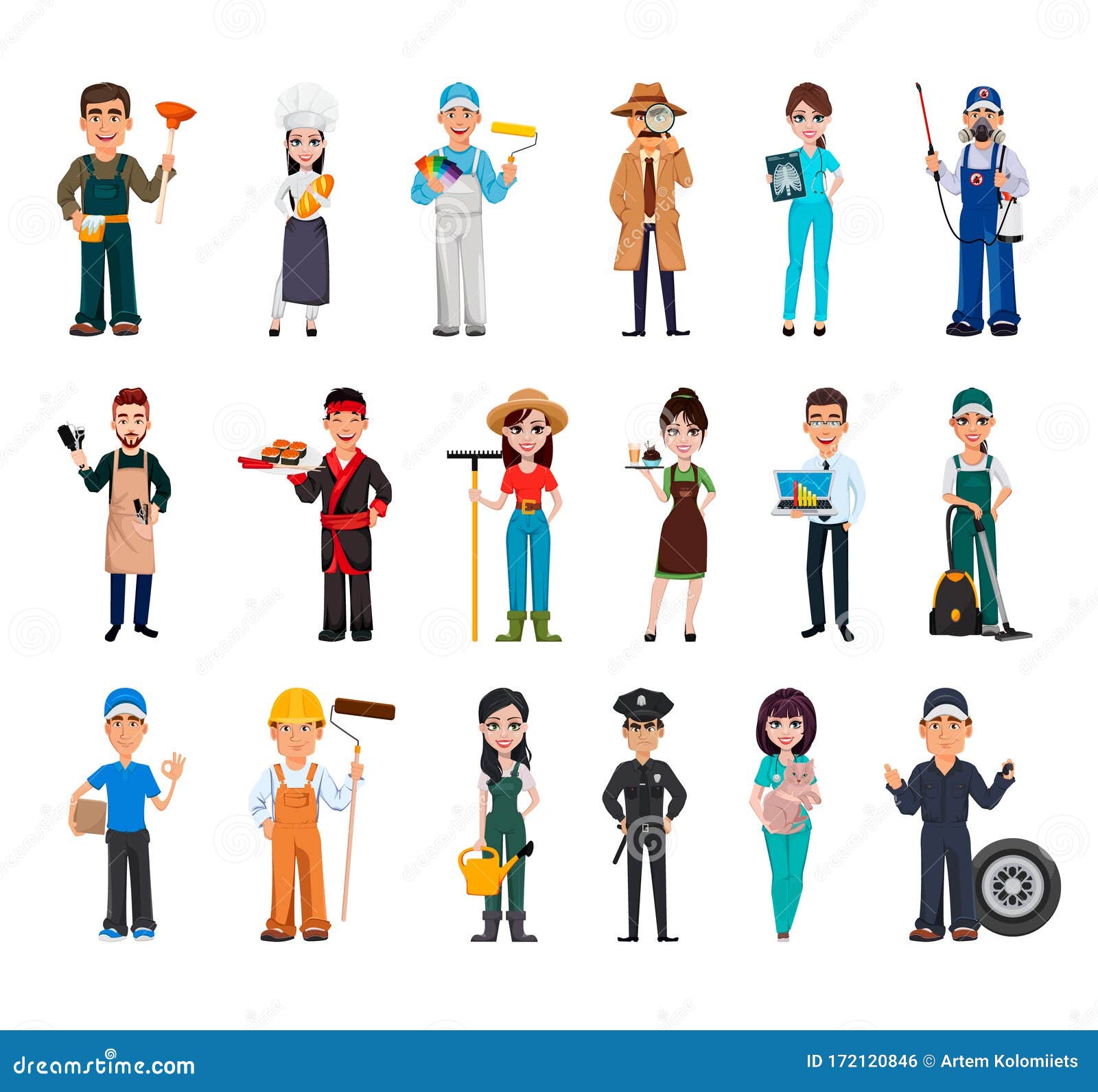 set of 18 professions. people of different occupations