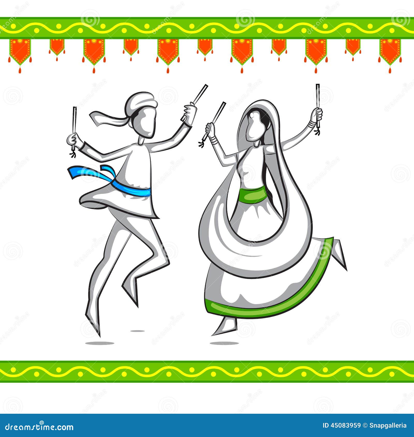 How to draw Navratri Dandiya Dance
