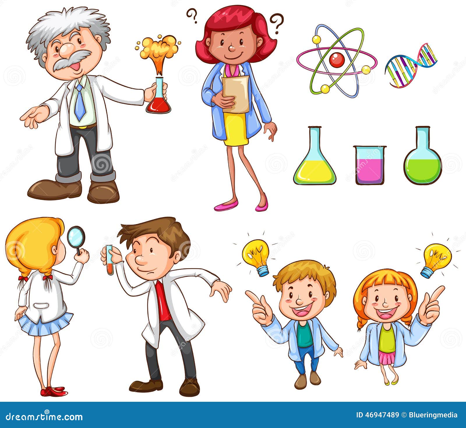 People Doing Different Science Activities Stock Vector Illustration