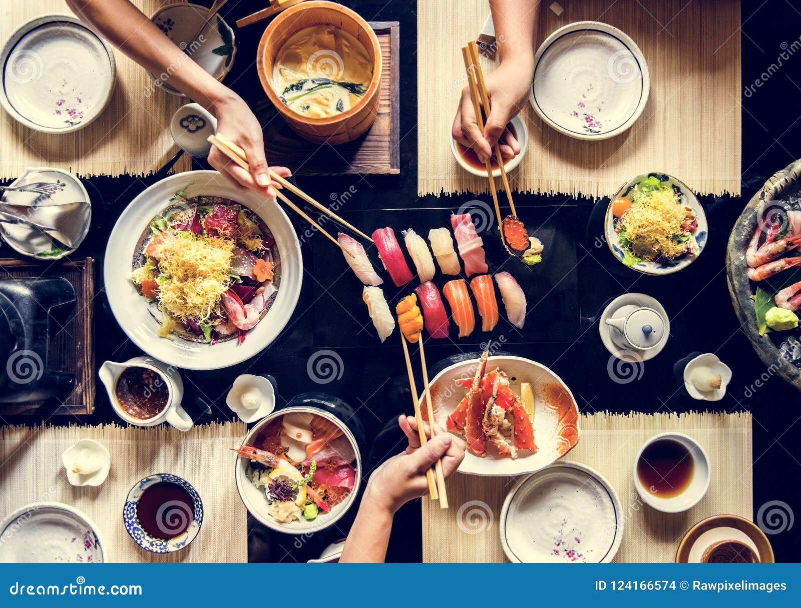 People Eating Japanese Food Together Stock Photo Image of traditional