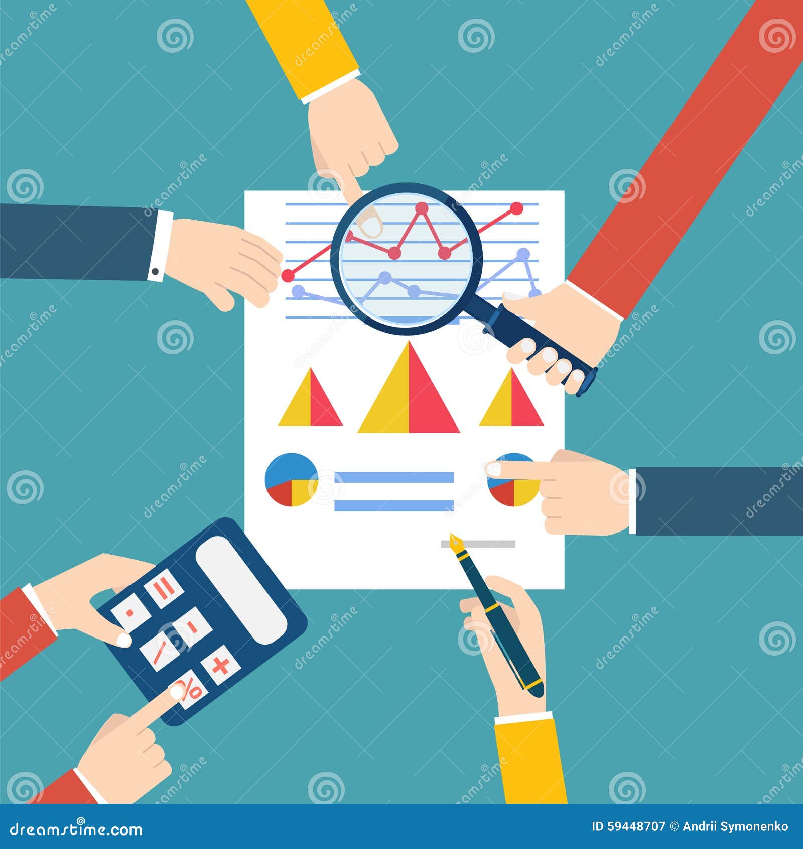 People Examining Economic Statistic. Financial Examiner Stock Vector