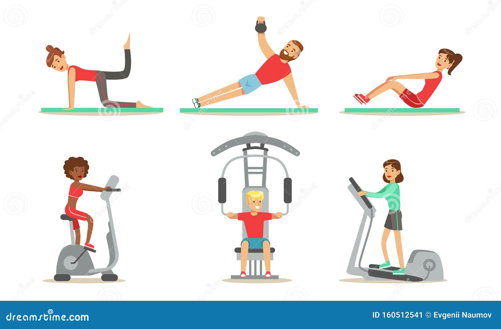 People Exercising in the Gym with the Equipment Set, Men and Women ...