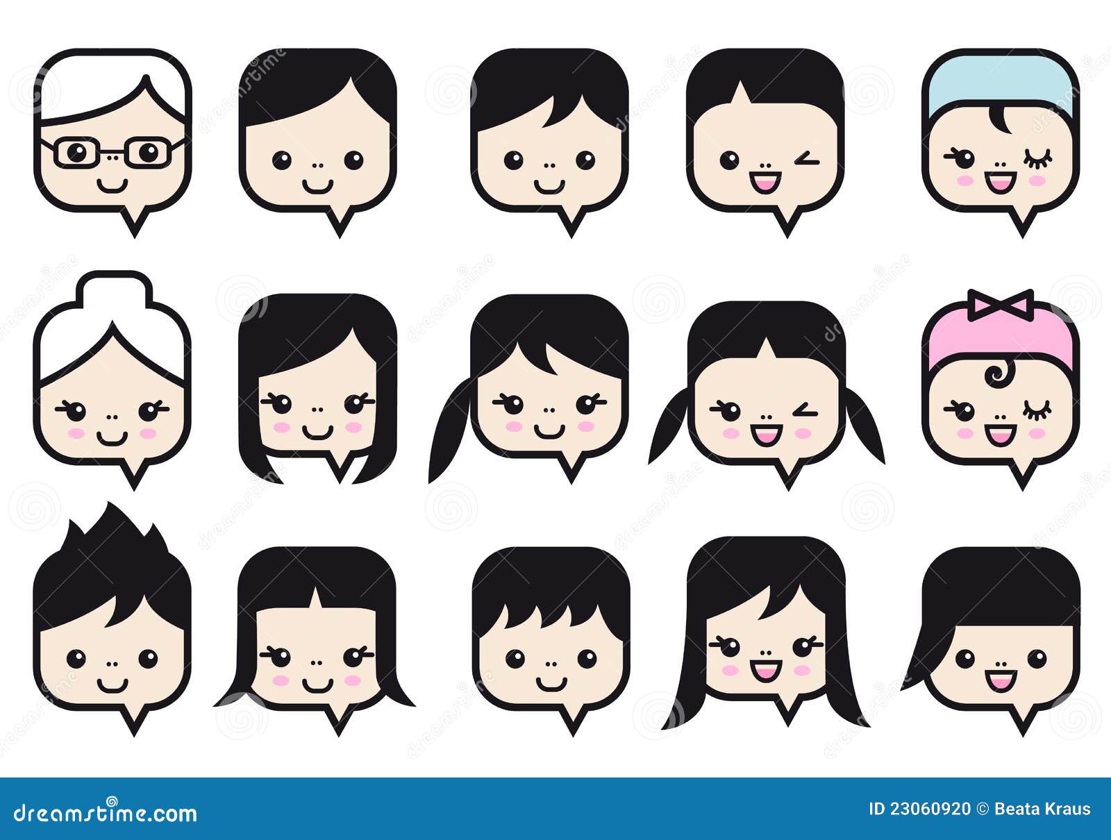 People Faces Vector Icon Set Stock Vector - Image: 23060920