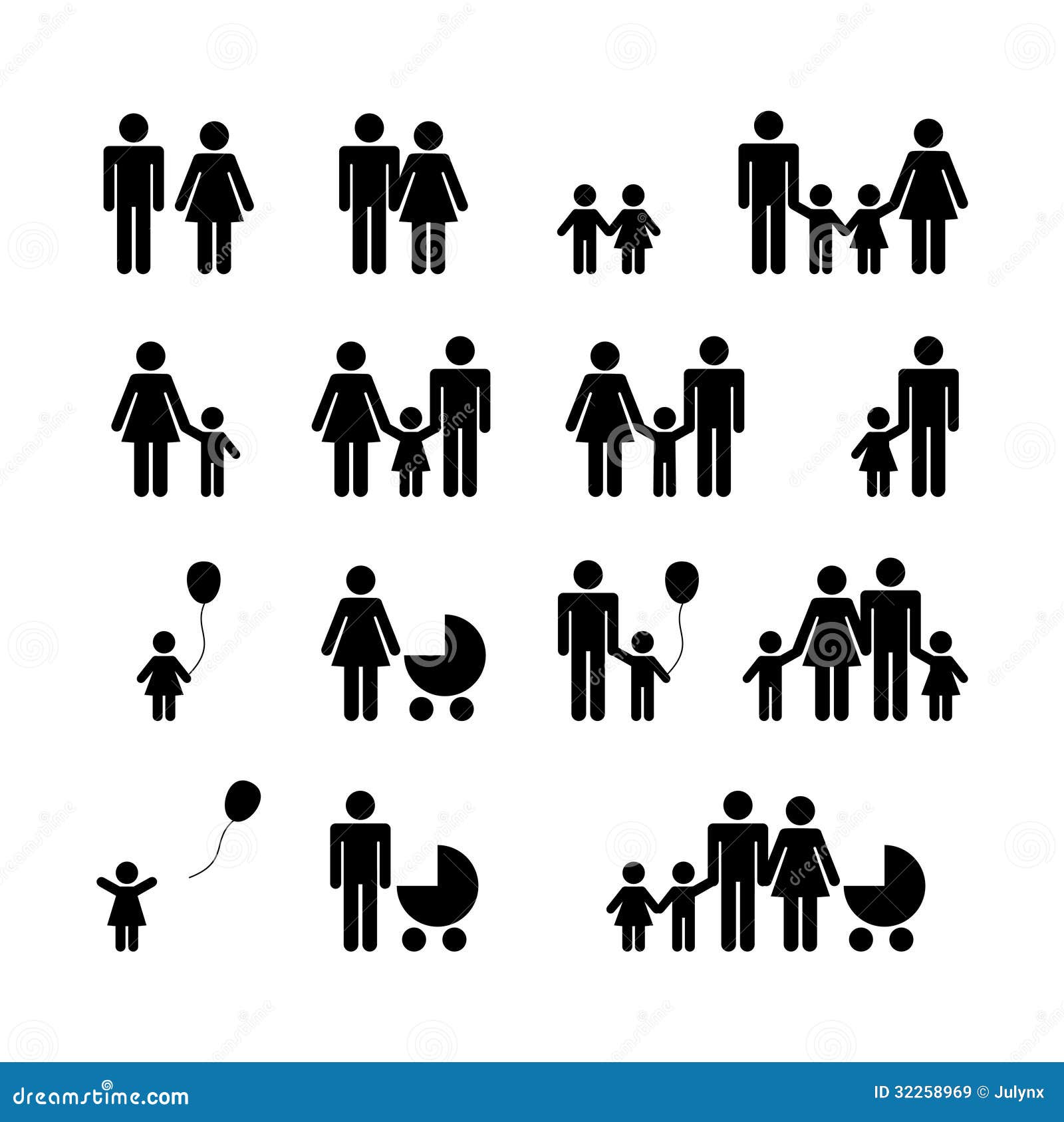 people family pictogram. set