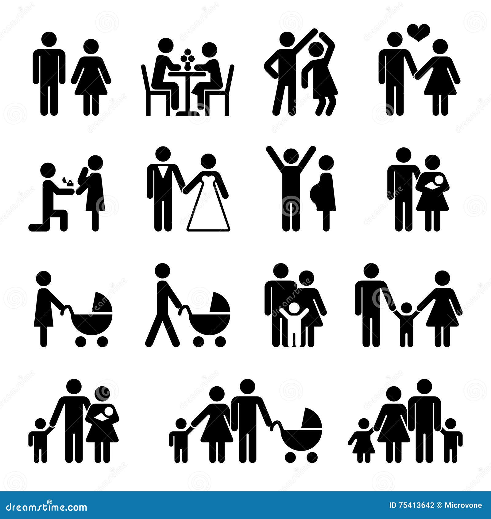 people family  icon set. love and life