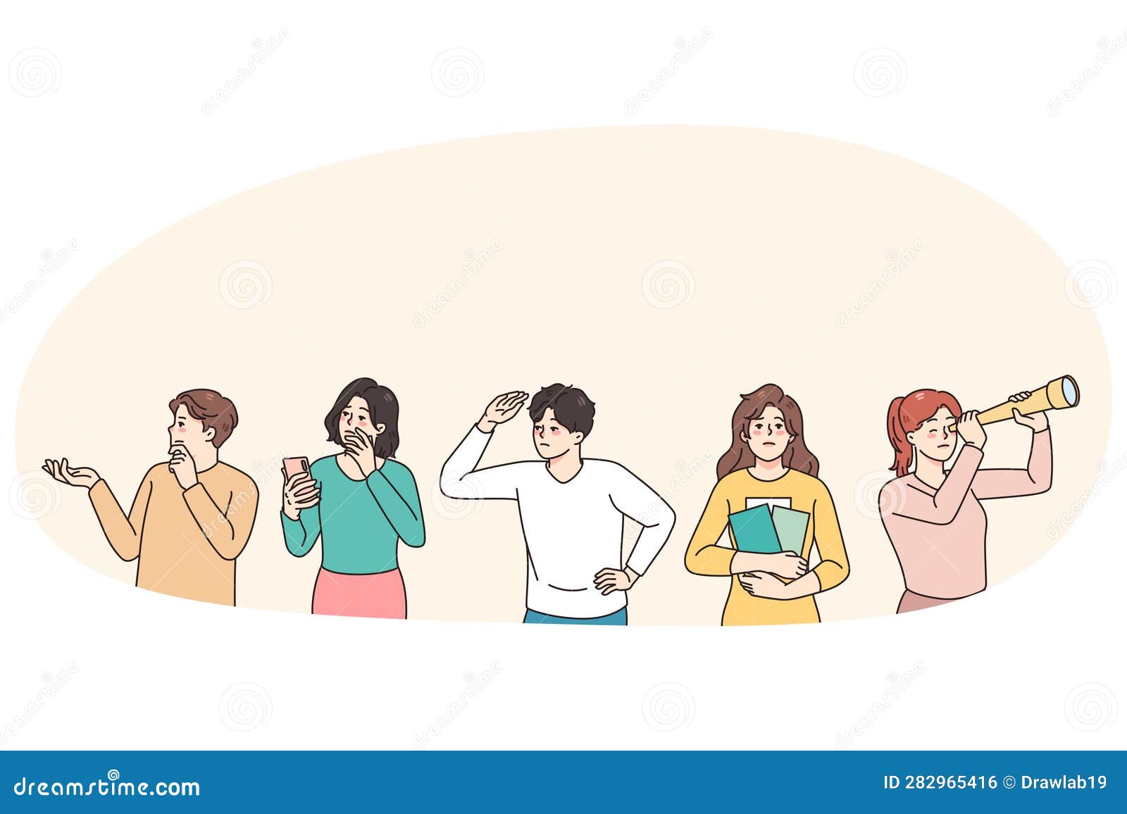 People Feel Confused Looking for Solution Stock Vector Illustration