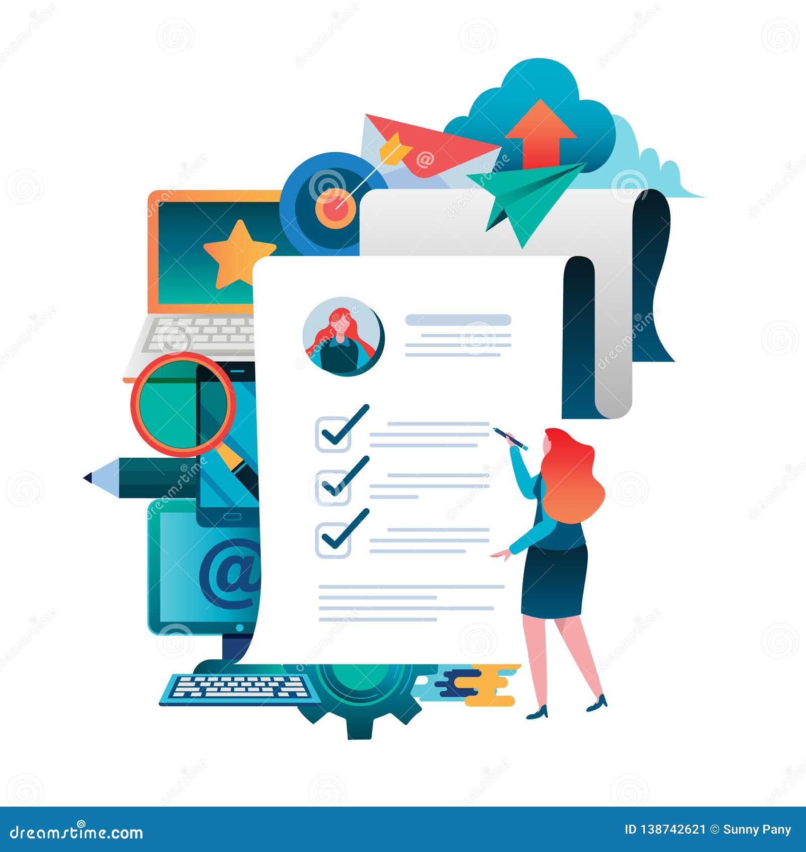 People Fill Out a Form. Online Application. Women Female Flat Cartoon  Character Graphic Design Stock Vector - Illustration of form, landing:  138742621