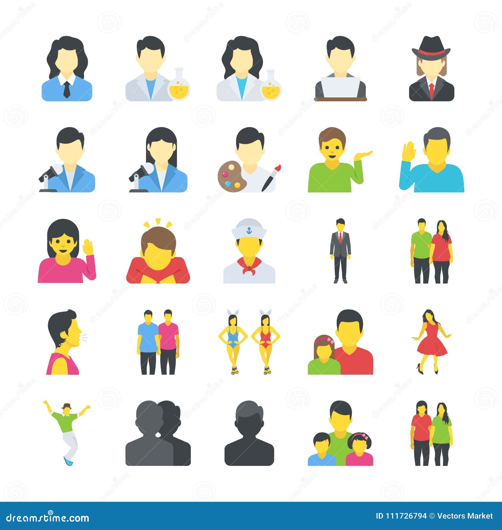 People Flat Icons Set Stock Illustration Illustration Of Hoofer