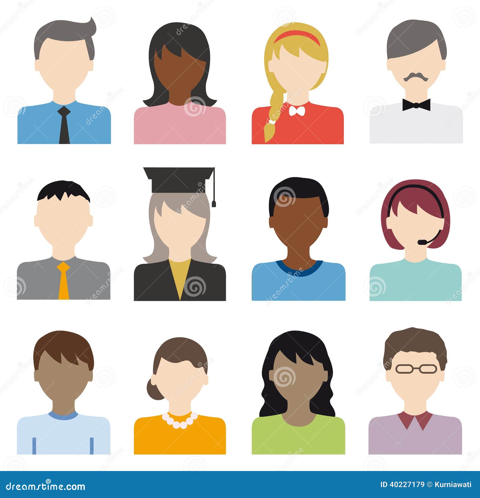 People Flat Icons Vector Set Stock Vector Illustration Of Female Icons