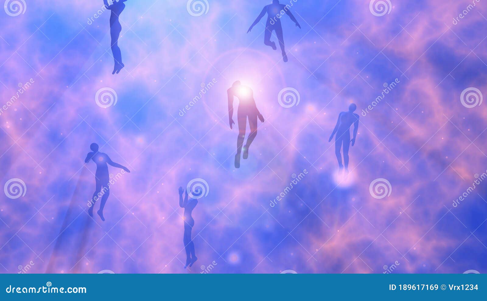 People floating in space. Cadavers, dead bodies in outer space. 3d  rendering Stock Illustration
