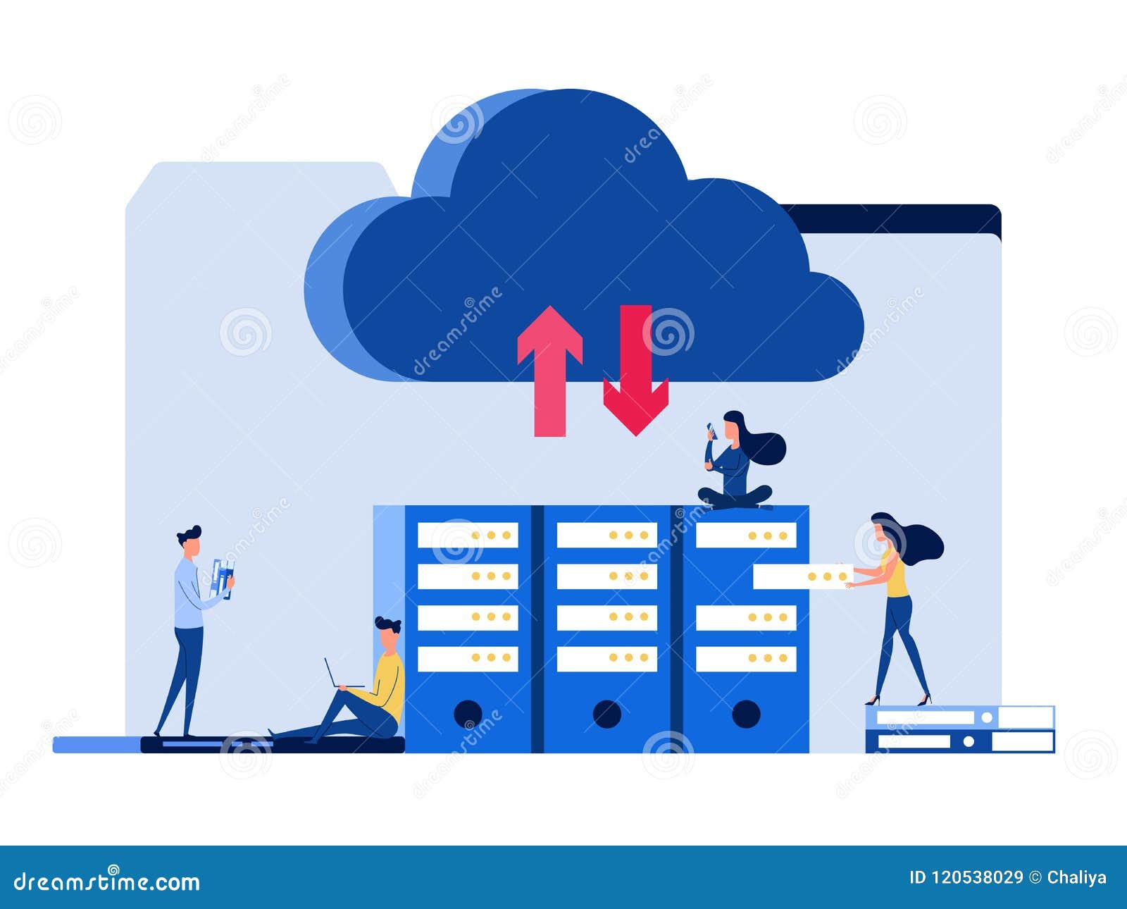 People with Gadgets, Laptop, Smartphone, Keep File in Cloud Storage  Service. Concept of Technology Cloud Computing Service Stock Vector -  Illustration of mobile, document: 120538029