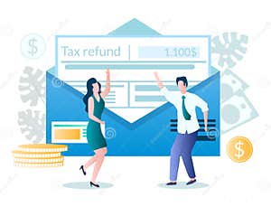 People Getting Paid Money Back Vector Illustration Tax Refund Tax 