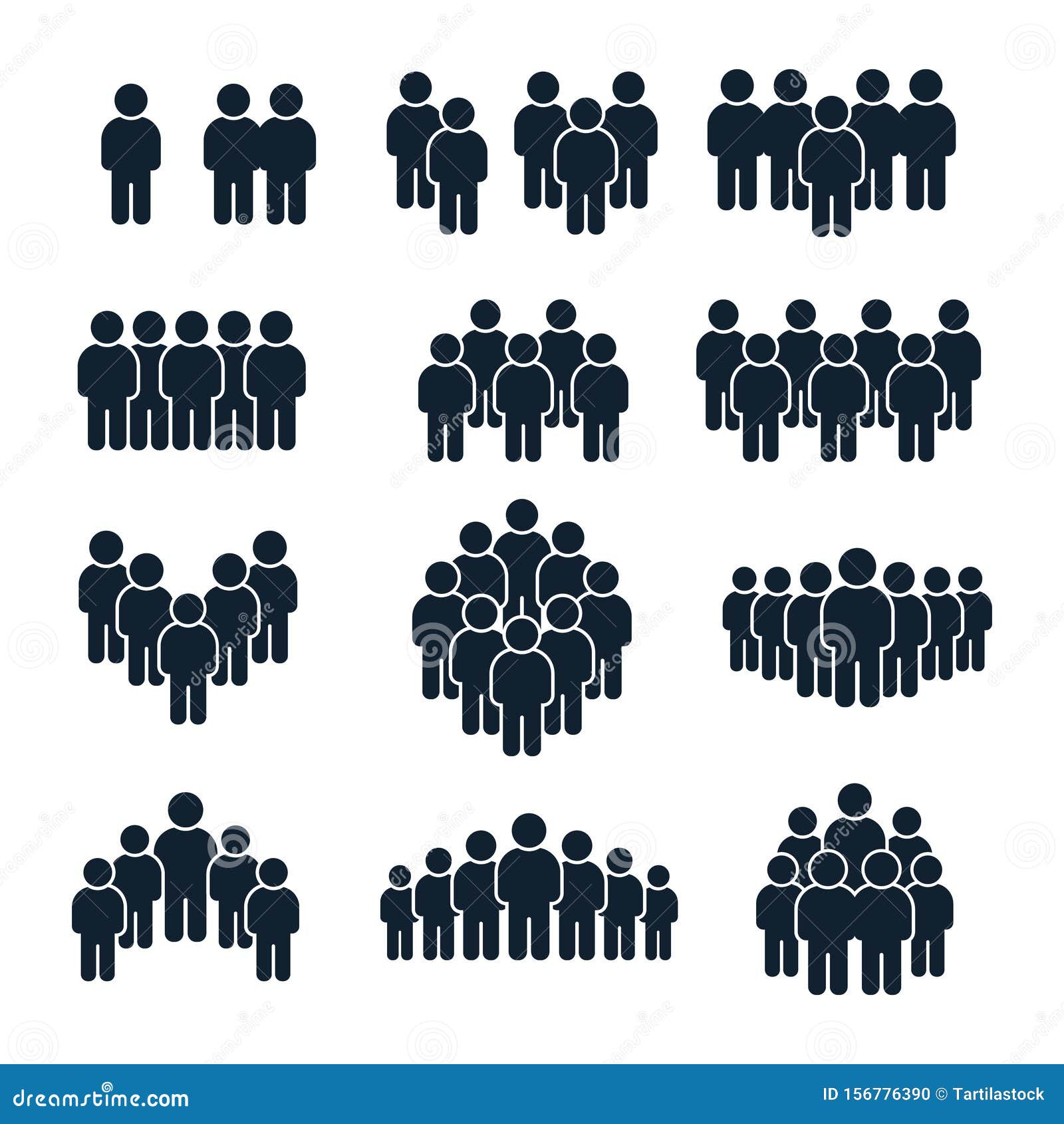 people group icon. business person, team management and socializing persons silhouette icons  set