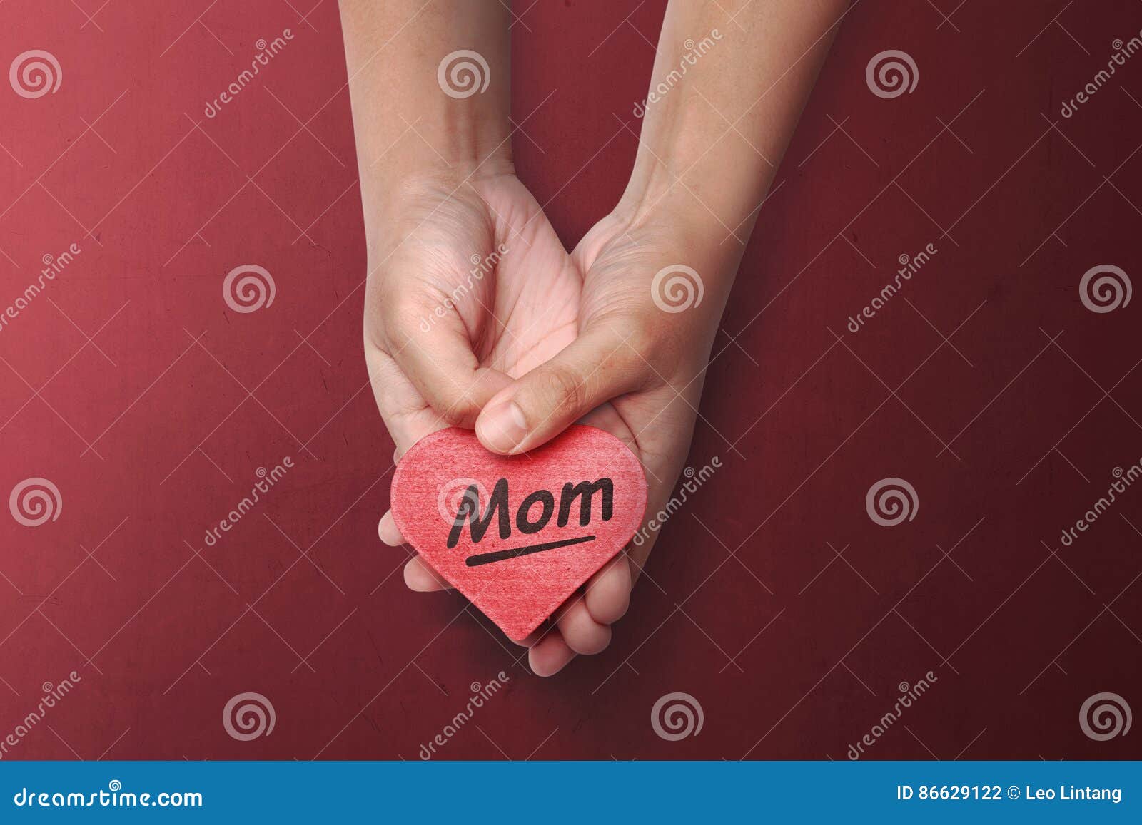 People Hand Holding Red Heart with Mother`s Day Message Stock Photo ...