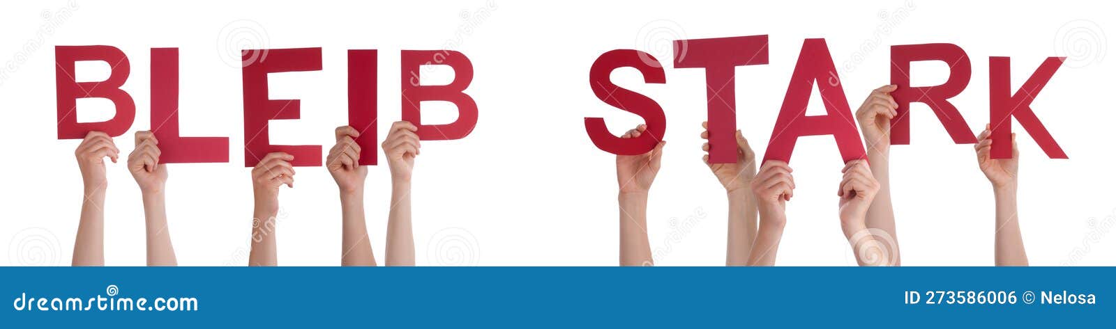 People Hands Building Word Bleib Stark Means Be Strong, Isolated