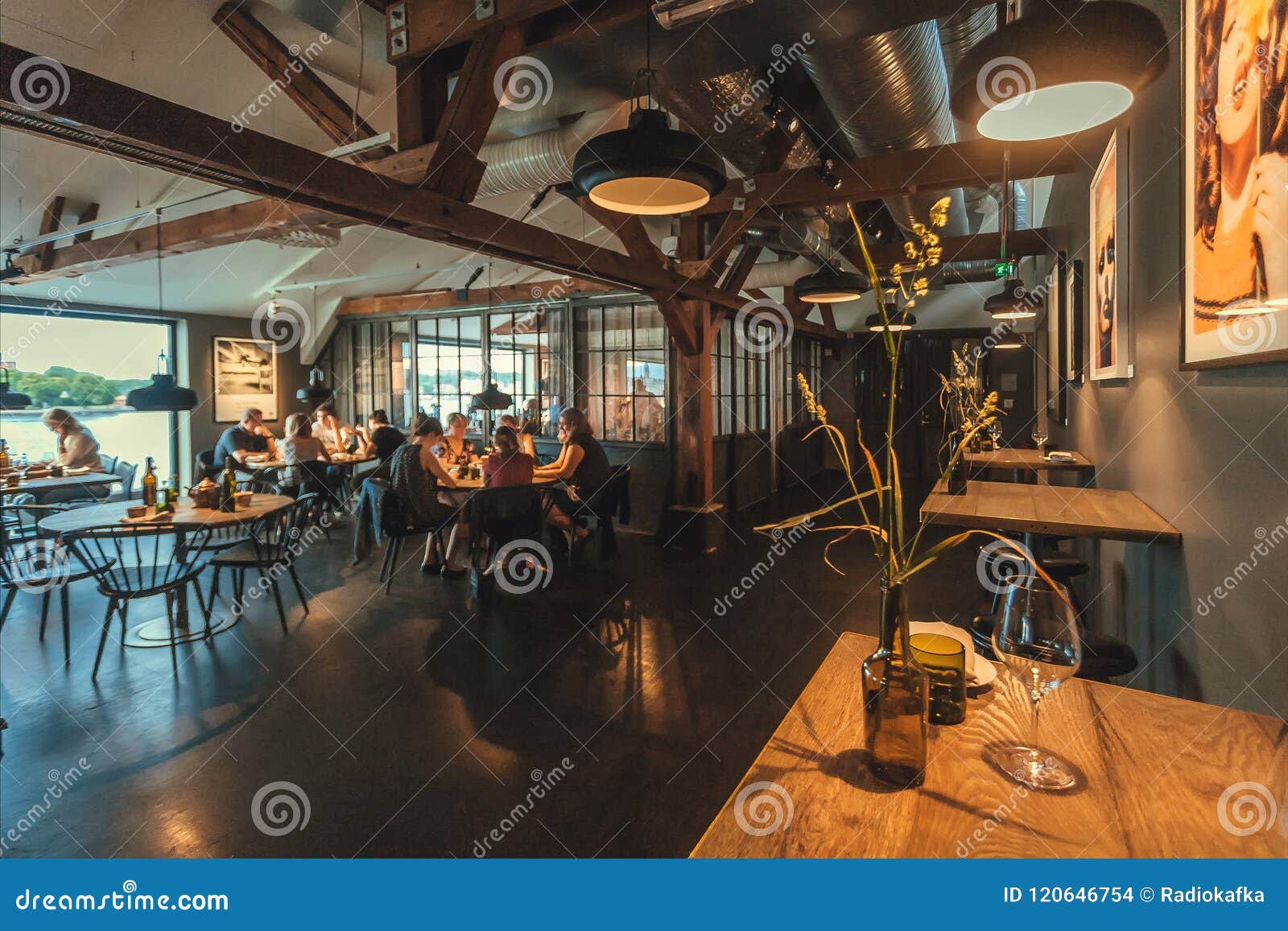 People Having Dinner in Restaurant of Cultural Center Fotografiska with  Modern Interior Editorial Stock Image - Image of dinning, place: 120646754