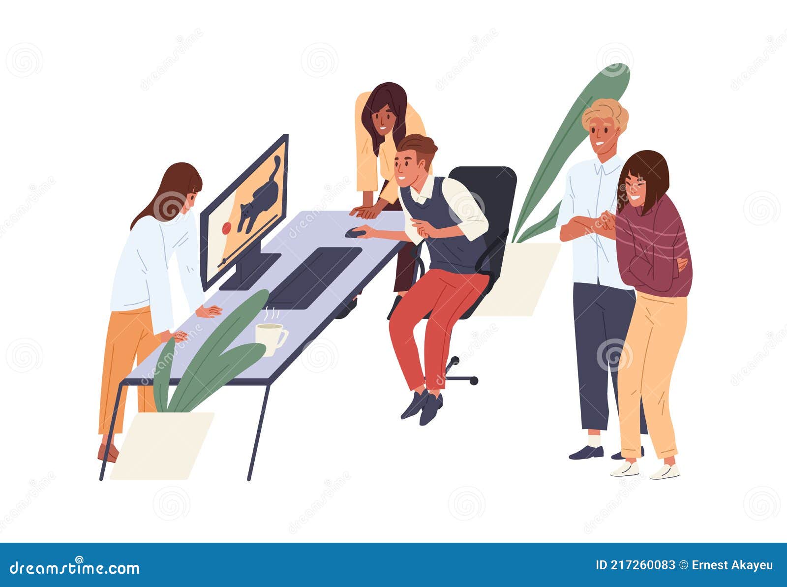 People Having Fun, Laughing and Watching Funny Videos in Office. Colleagues  Spending Time, Entertaining Together at Stock Vector - Illustration of  employee, group: 217260083