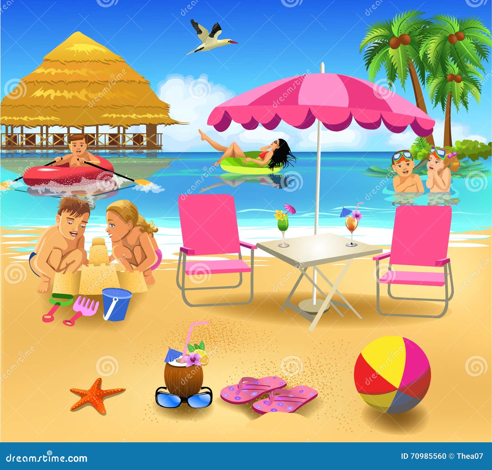 People Having Fun on Summer Vacation Stock Vector - Illustration of cartoon,  elements: 70985560