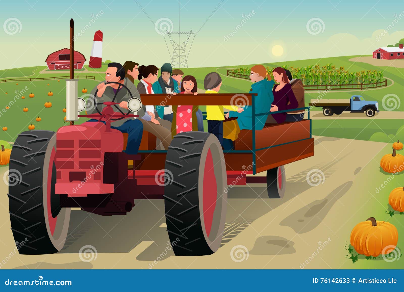 People on a Hayride stock vector. Illustration of girl 76142633