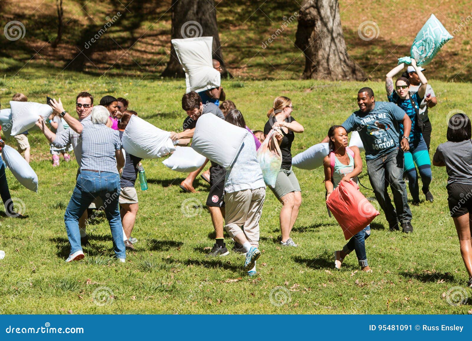 People Hit Each Other with Pillows on Pillow Fight Day Editorial Photo ...