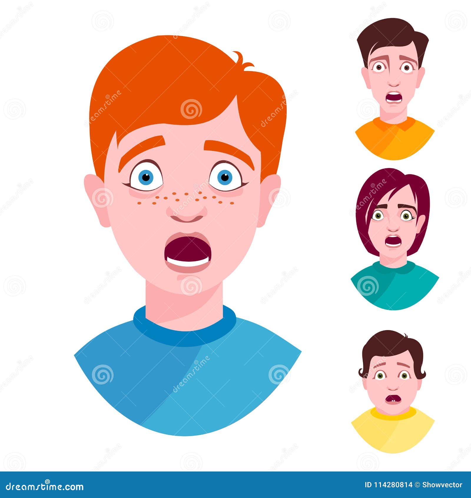 Expression of shock and horror cartoon face vector illustration