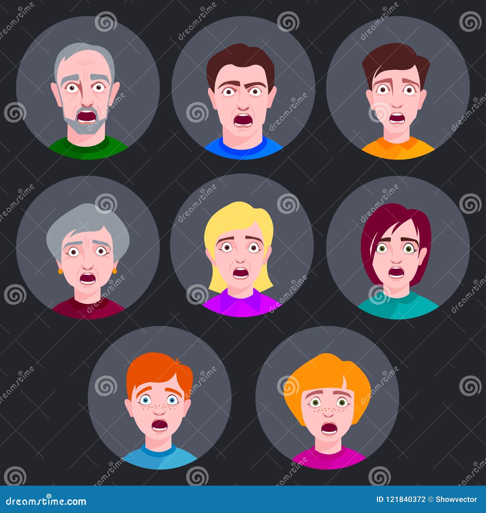 Cartoon face surprised dumbfounded feelings - color vector clipart