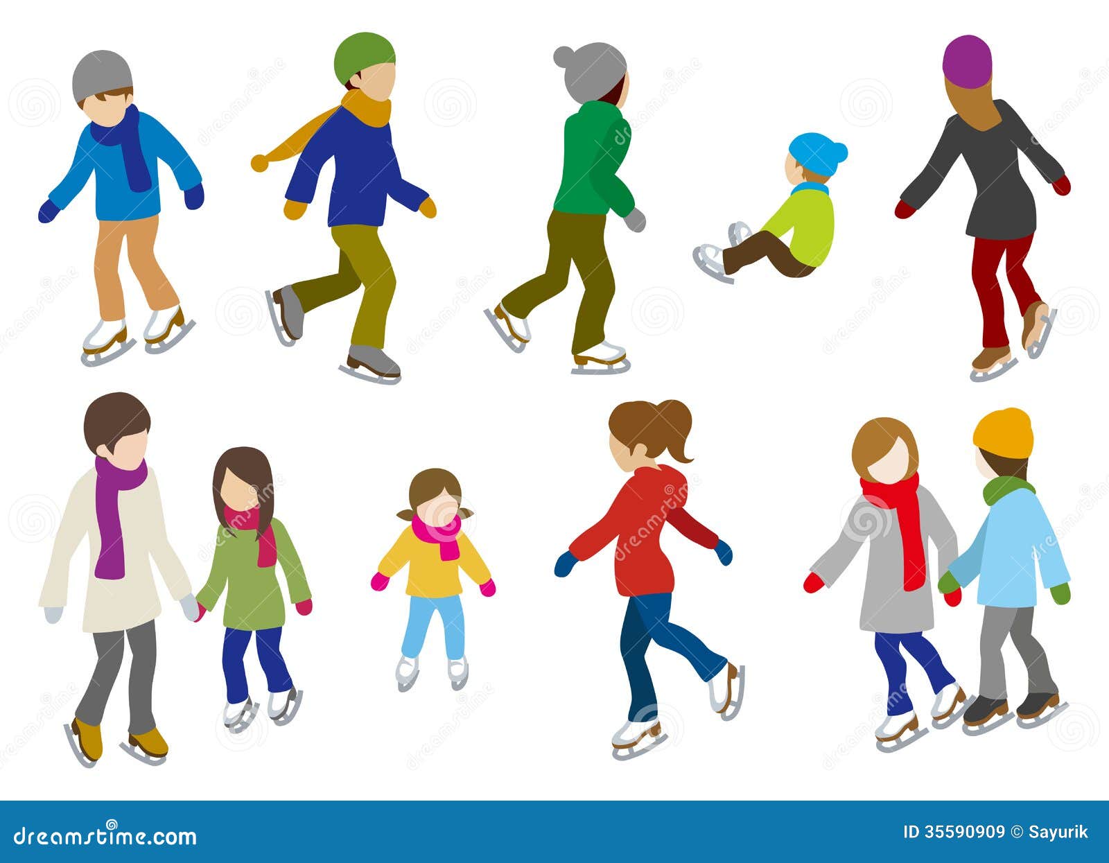 People Ice Skating ,isolated Royalty Free Stock Images - Image: 35590909