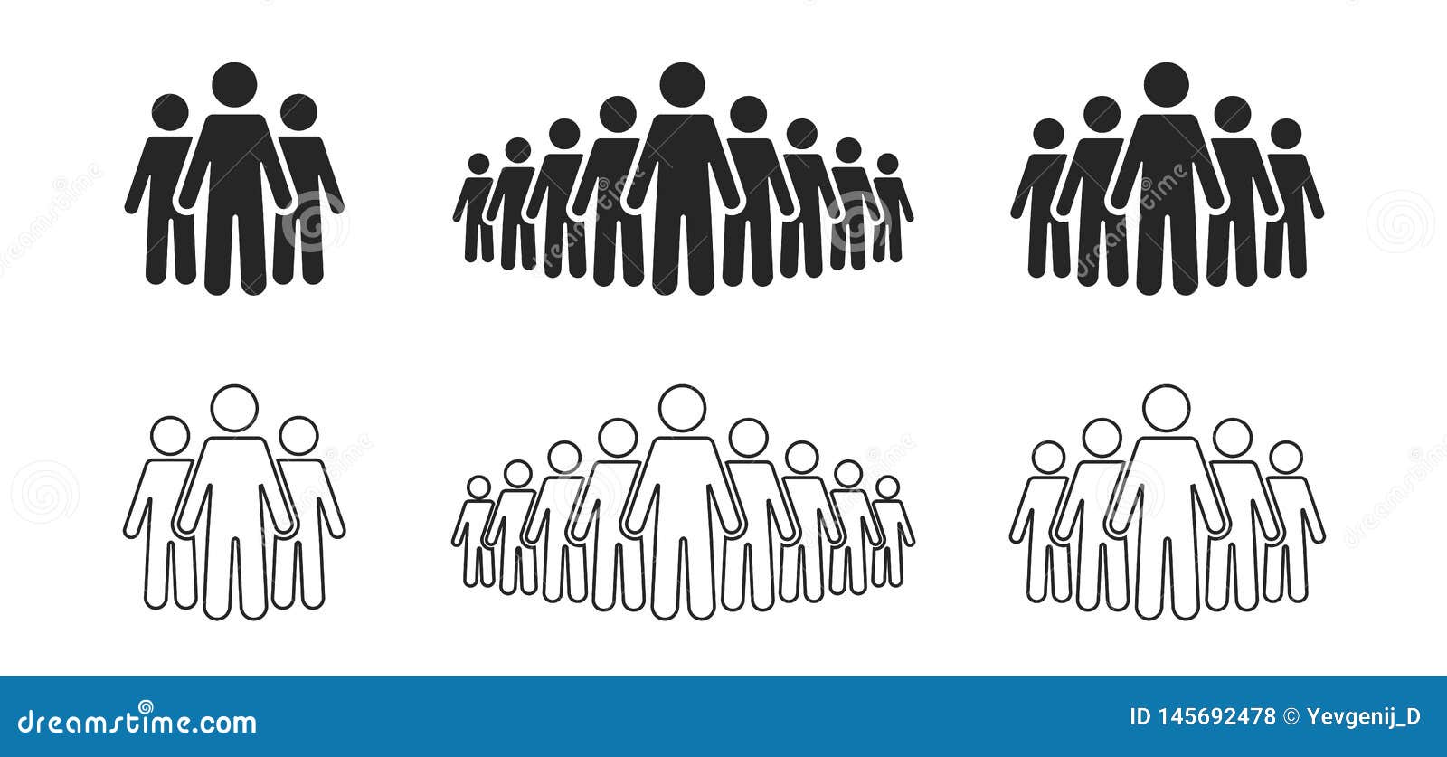 people icon set. stick figures, people crowd icon for infographic  on background
