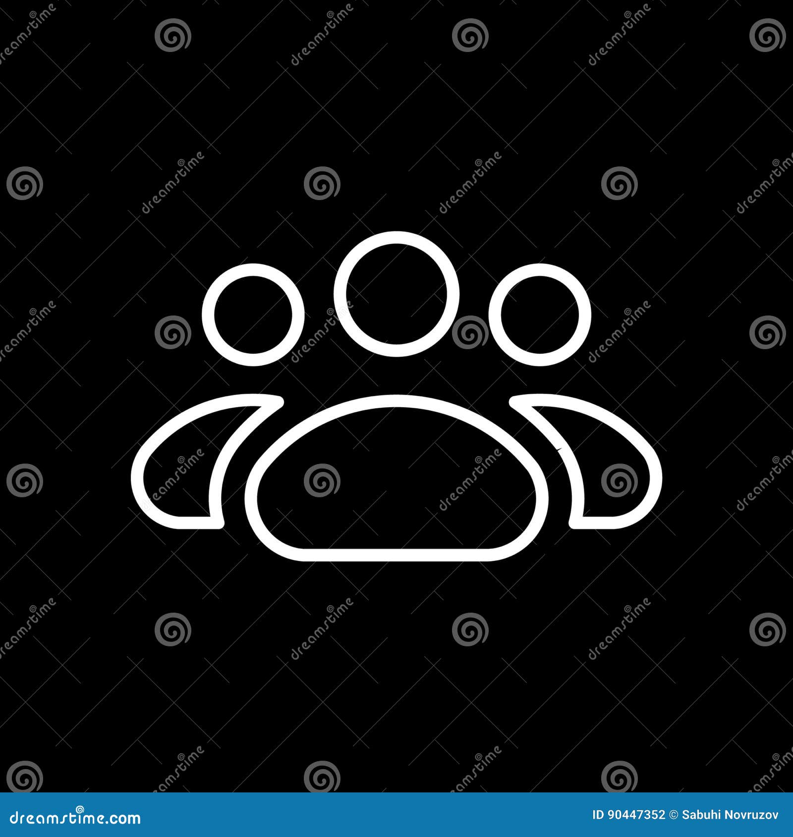 People Line Icon Persons Outline And Solid Vector Icon Group Linear Pictogram On Black Stock