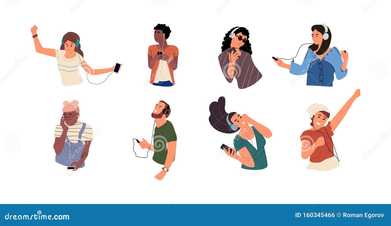 People Listen To Music. Happy Cartoon Characters Dancing and Listen Music Via Smartphone. Vector Young Diverse Persons Stock Vector - Illustration of headphones, cute: 160345466 People Listen To Music. Happy Cartoon Characters Dancing and Listen Music Via Smartphone. Vector Young Diverse Persons Stock Vector - Illustration of headphones, cute: 160345466