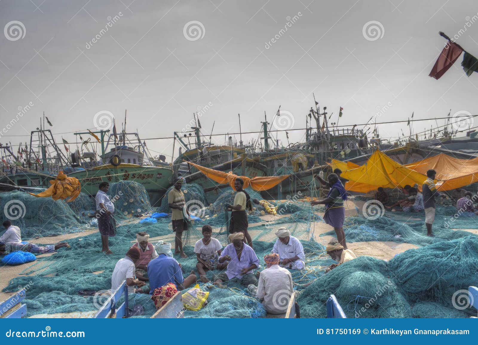 People making fishing net editorial stock image. Image of auction