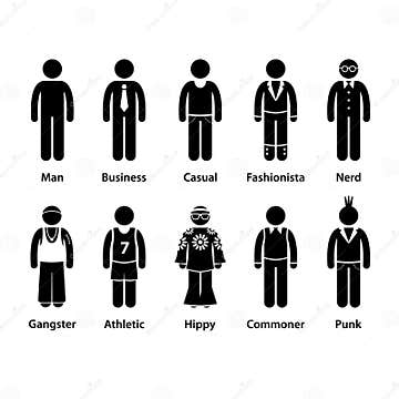 People Man Human Character Type Stick Figure Picto Stock Vector ...