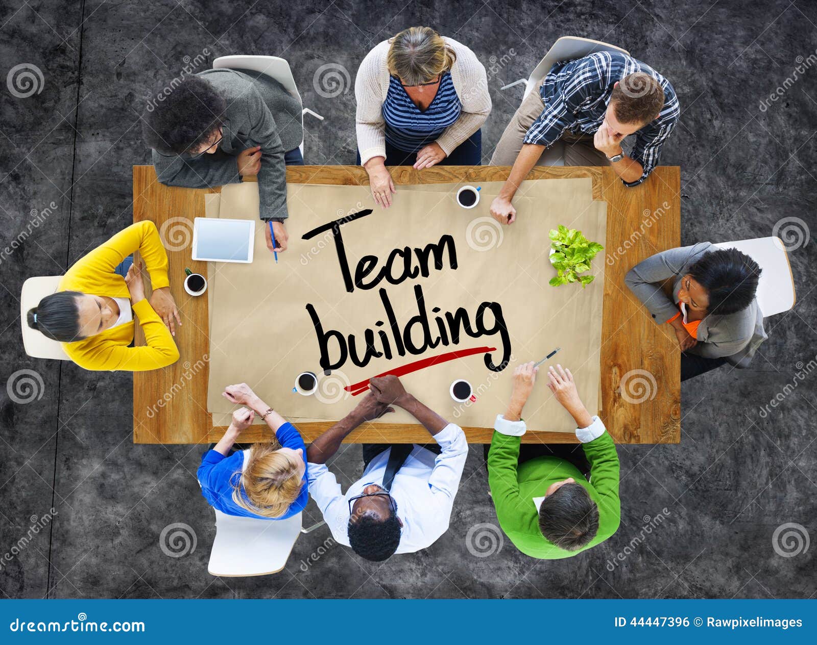 people in a meeting and team building 