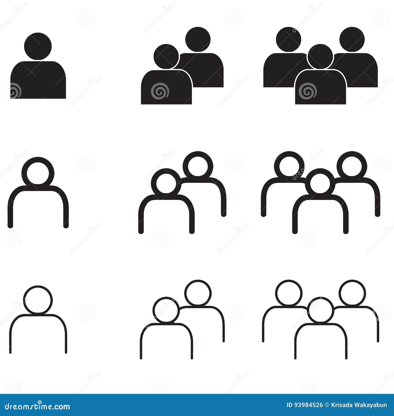 People in Minimal Style Icons Vector Eps10 Set Stock Vector