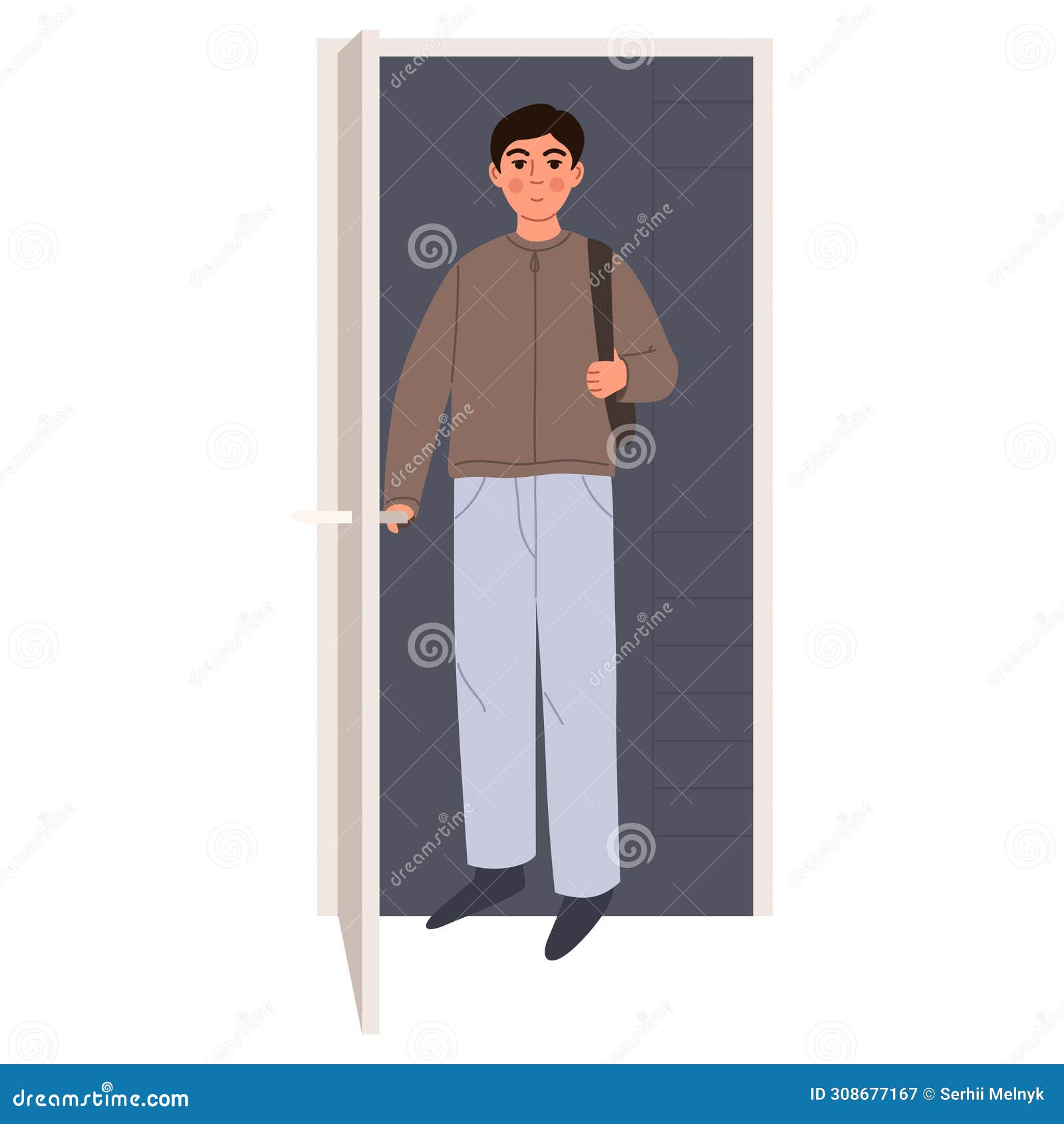 People opening doors stock illustration. Illustration of career 