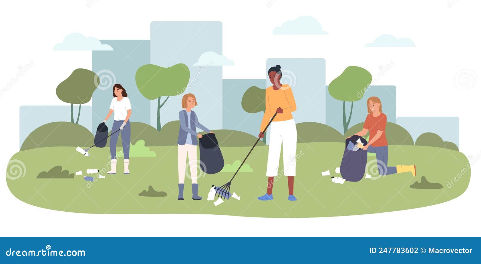 People Picking Garbage stock vector. Illustration of park 247783602