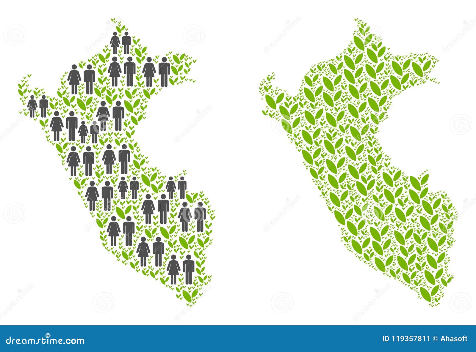 Peru Population Infographic. Map Made From Stick Figure People Vector