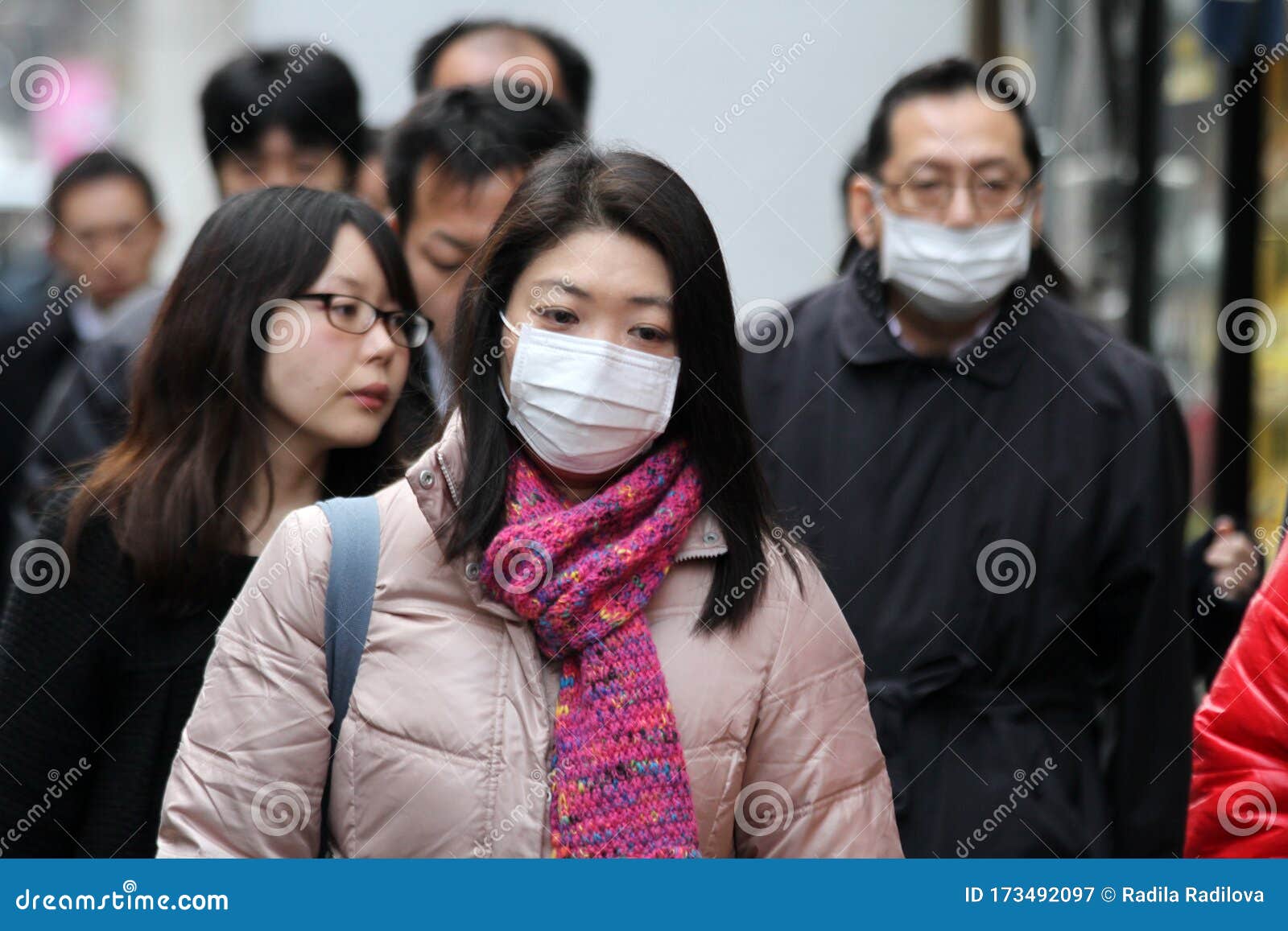 People with Protecting Masks are Walking in the Streets of Tokyo, Japan ...